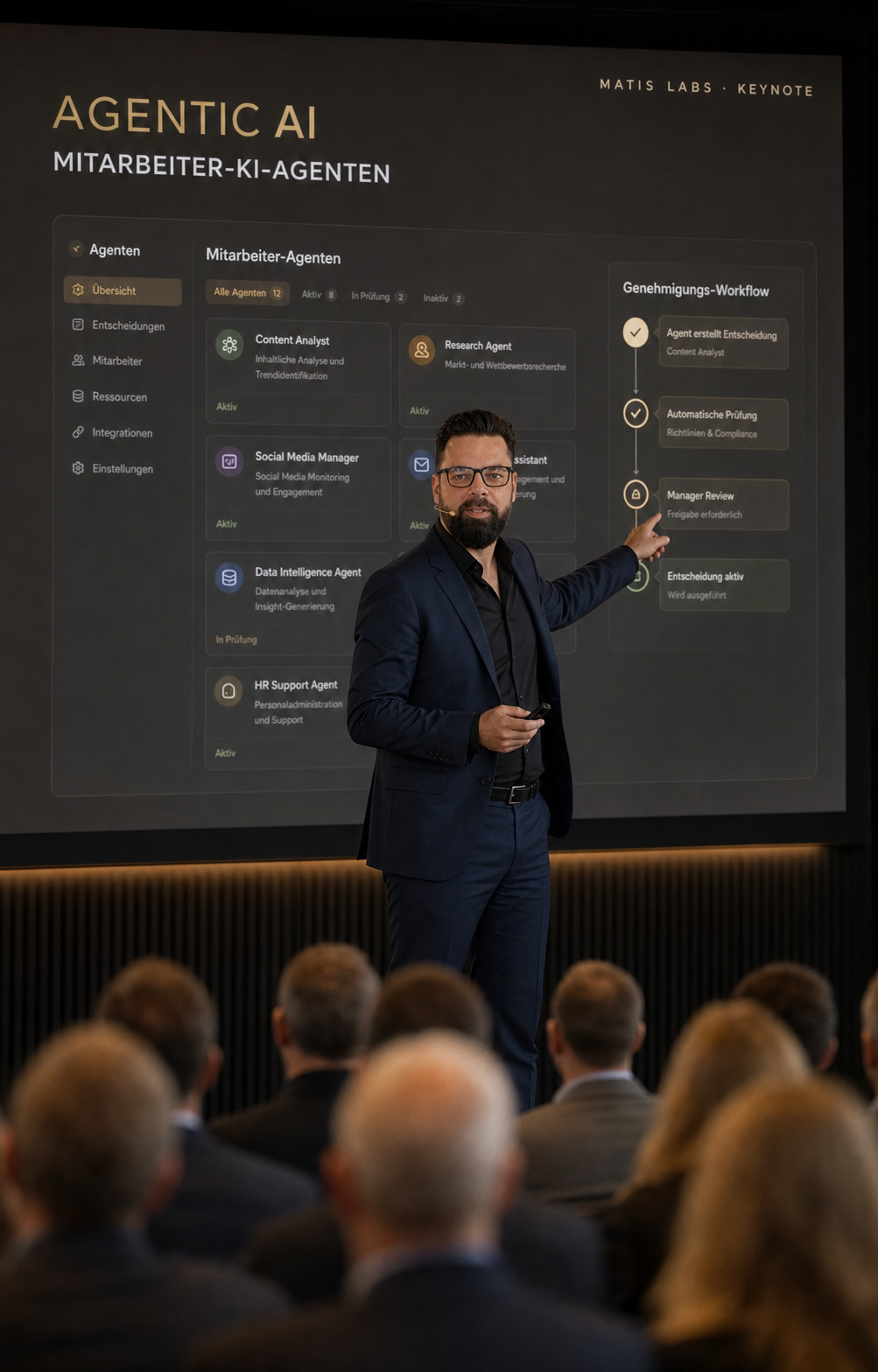 René Matis bei einer Keynote über Agentic AI